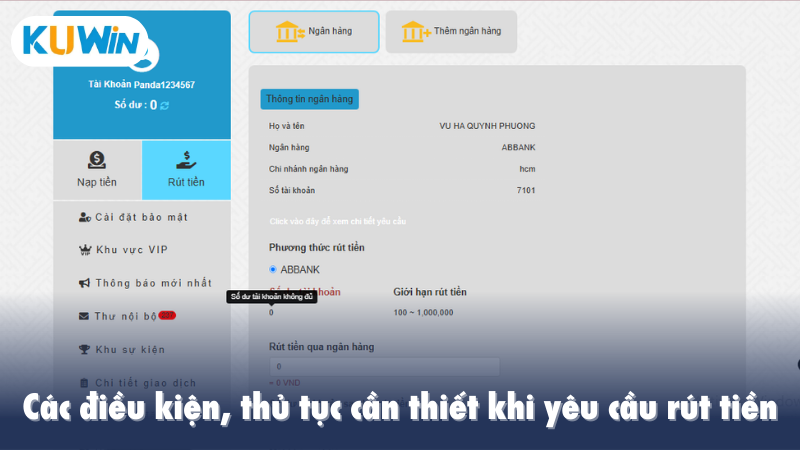 Các điều kiện, thủ tục cần thiết khi yêu cầu rút tiền