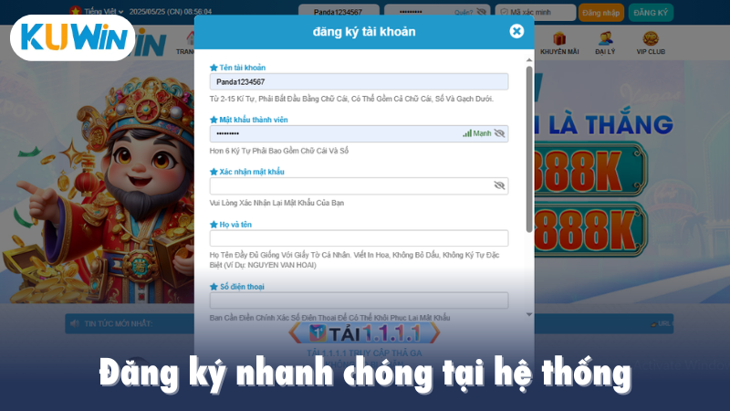 Đăng ký nhanh chóng tại hệ thống của thương hiệu chúng tôi