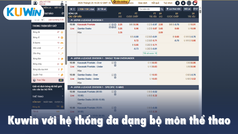 Kuwin với hệ thống đa dạng bộ môn thể thao