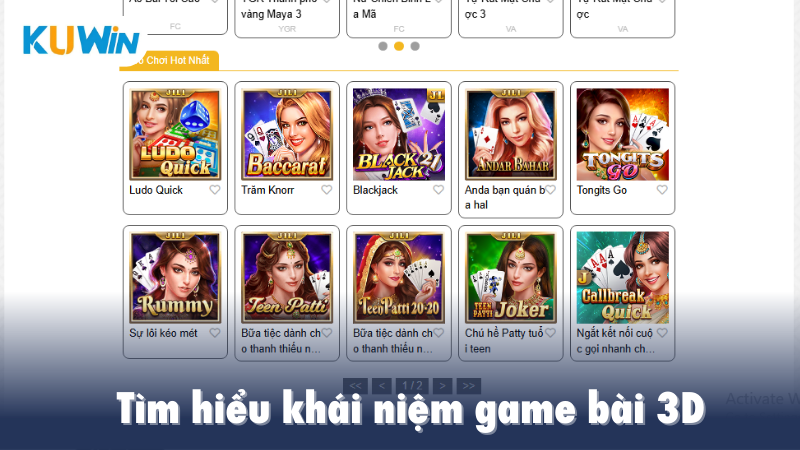 Tìm hiểu khái niệm game bài 3D